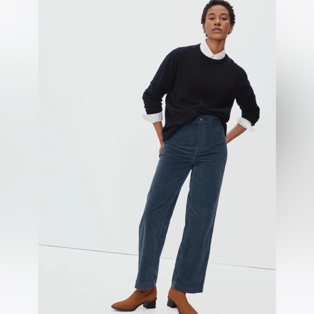 Everlane Corduroy Wide Leg High Waist Pants size 4 Atlantic Blue